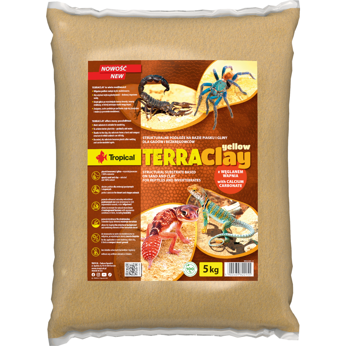 Tropical Terra Clay Yellow Sustrato Natural Estructural para Reptiles