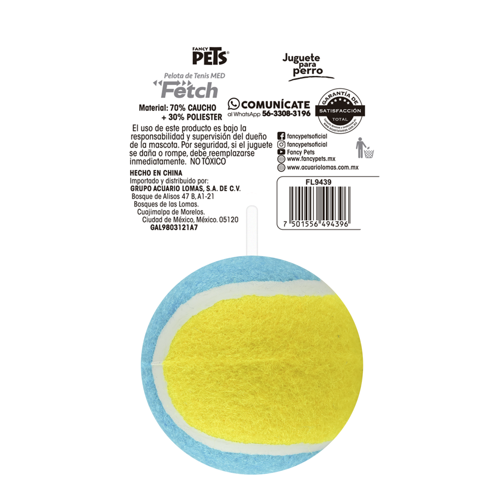 Petsound Pelota de Tenis Mediano Fetch para Perro