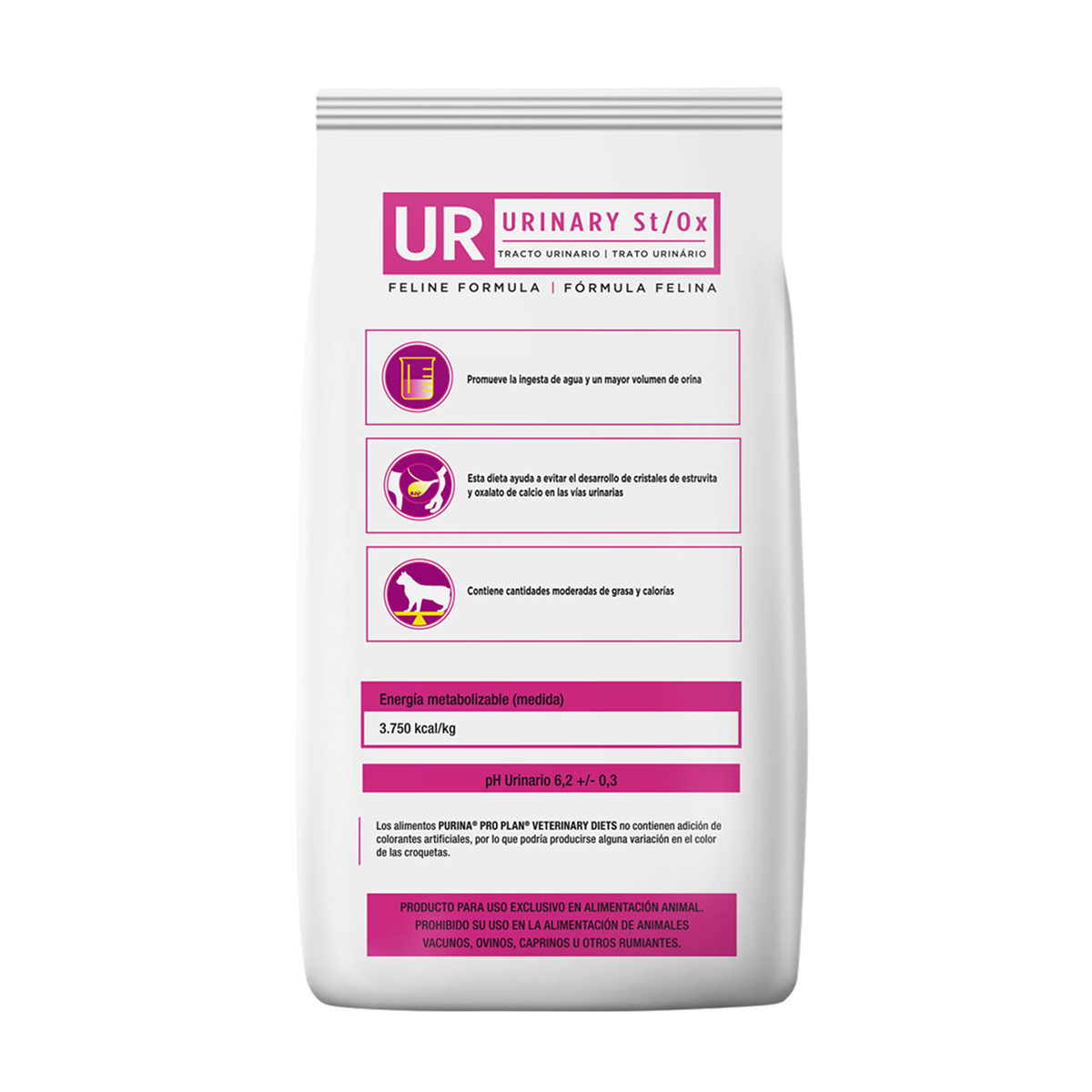 Pro Plan Veterinary Diets UR Urinary Feline Seco - panel trasero con beneficios