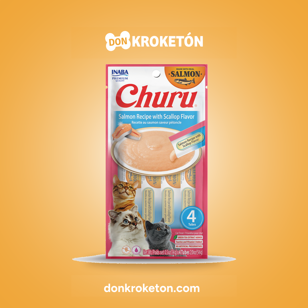Churu Salmon Sabor Vieira para Gato 4 Tubos Don Kroketon