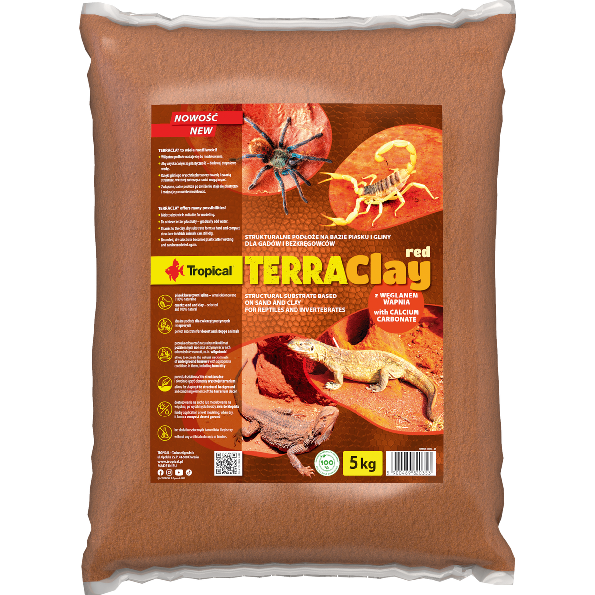 Tropical Terra Clay Red Sustrato Natural Estructural para Reptiles