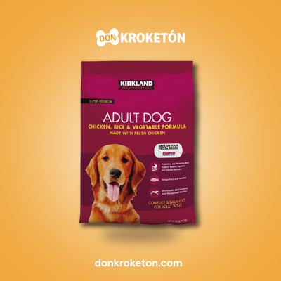 Kirkland Pollo y Arroz Adulto 18kg - imagen comercial Don Kroketon
