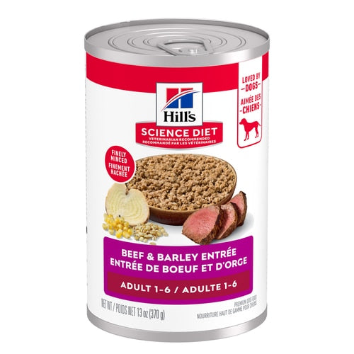 Hill's Science Diet Adult Res y Cebada alimento humedo para perro lata 370 g