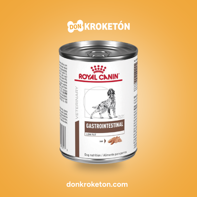 Royal Canin Veterinary Gastrointestinal Low Fat Lata 385 g - imagen comercial Don Kroketon