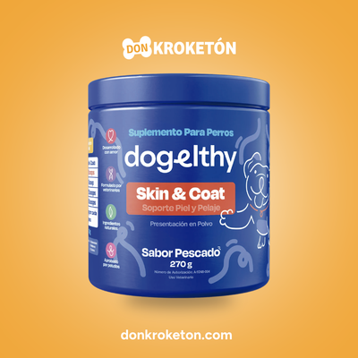 Dogelthy Suplemento para Pelaje y Piel de Perro - Skin and Coat - imagen comercial Don Kroketon