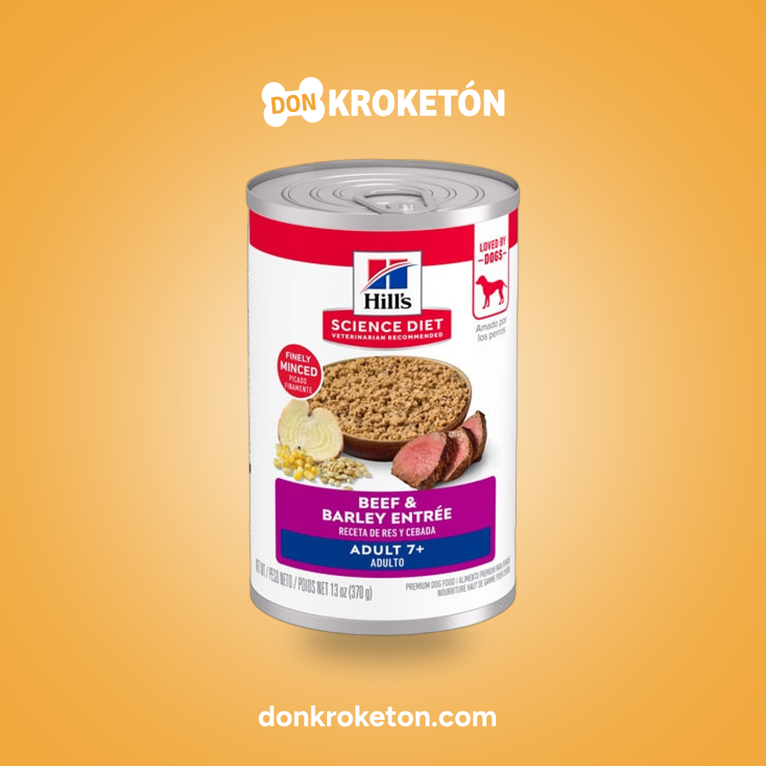 Hill's Science Diet Mature Adult Res y Cebada Lata - imagen comercial Don Kroketon