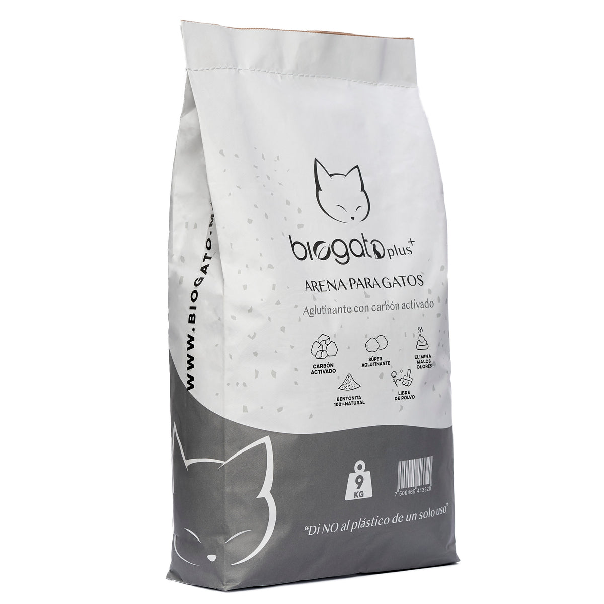 BioGato Plus+ carbón activado, vista lateral