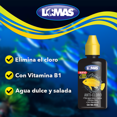 Lomas Anticloro con Vitamina B1 para Peces