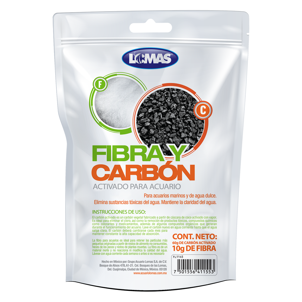 Lomas Fibra y Carbon Activado para Acuario