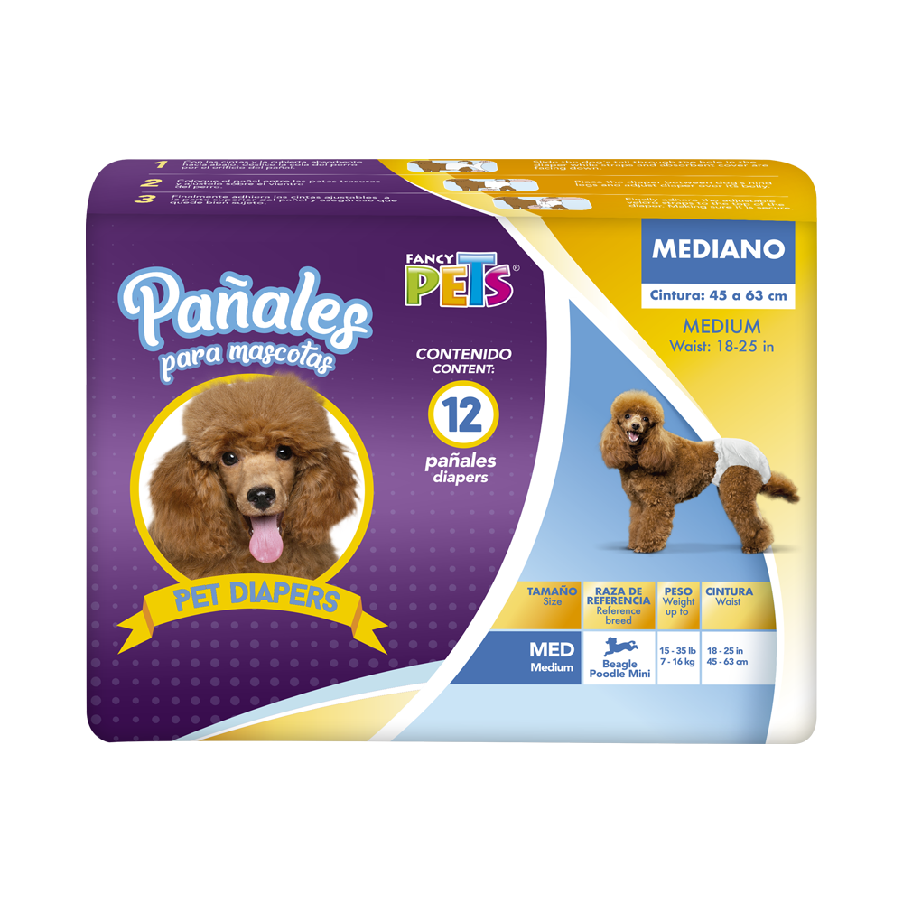 Hush Pet Pañal Mediano para Perro - 12 pz