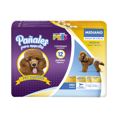 Hush Pet Pañal Mediano para Perro - 12 pz