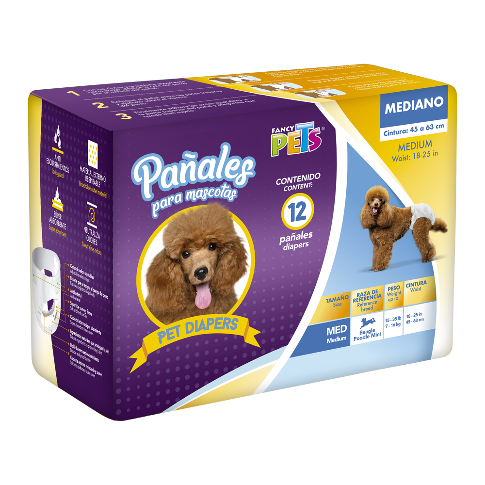 Hush Pet Pañal Mediano para Perro - 12 pz