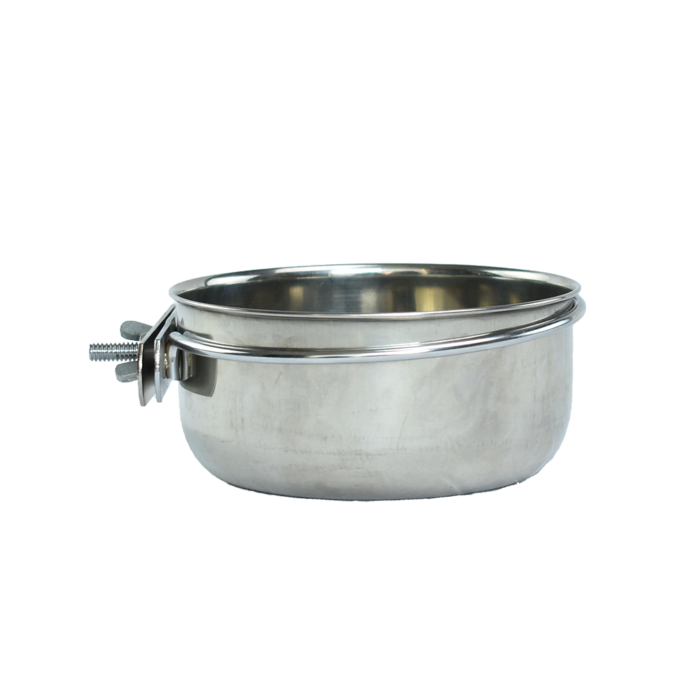 Kumar Taza de Acero con Abrazadera 10 oz para Aves