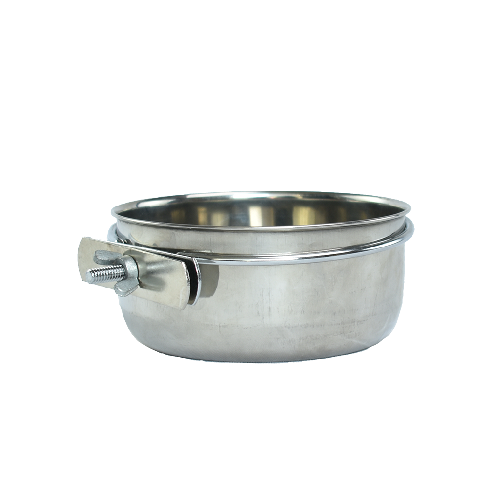 Kumar Taza de Acero con Abrazadera 10 oz para Aves