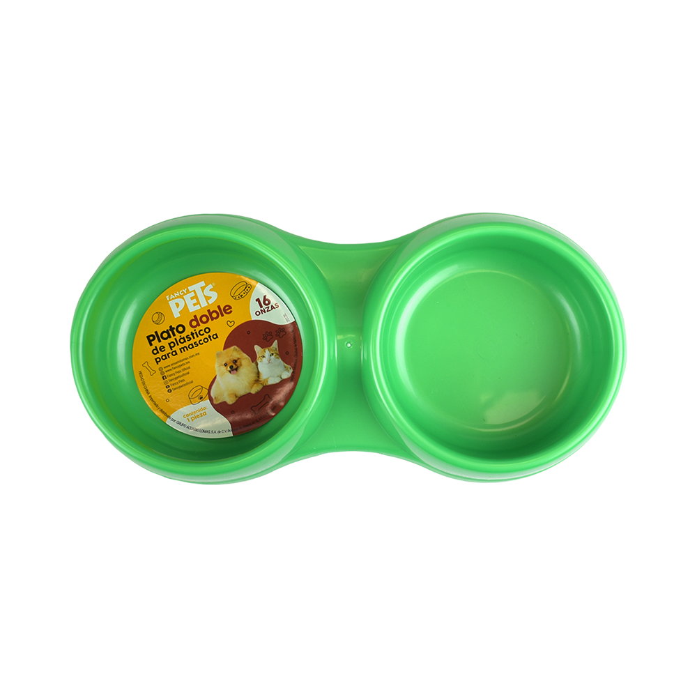 Haqos Plato Plastico Doble 16 oz para Perro