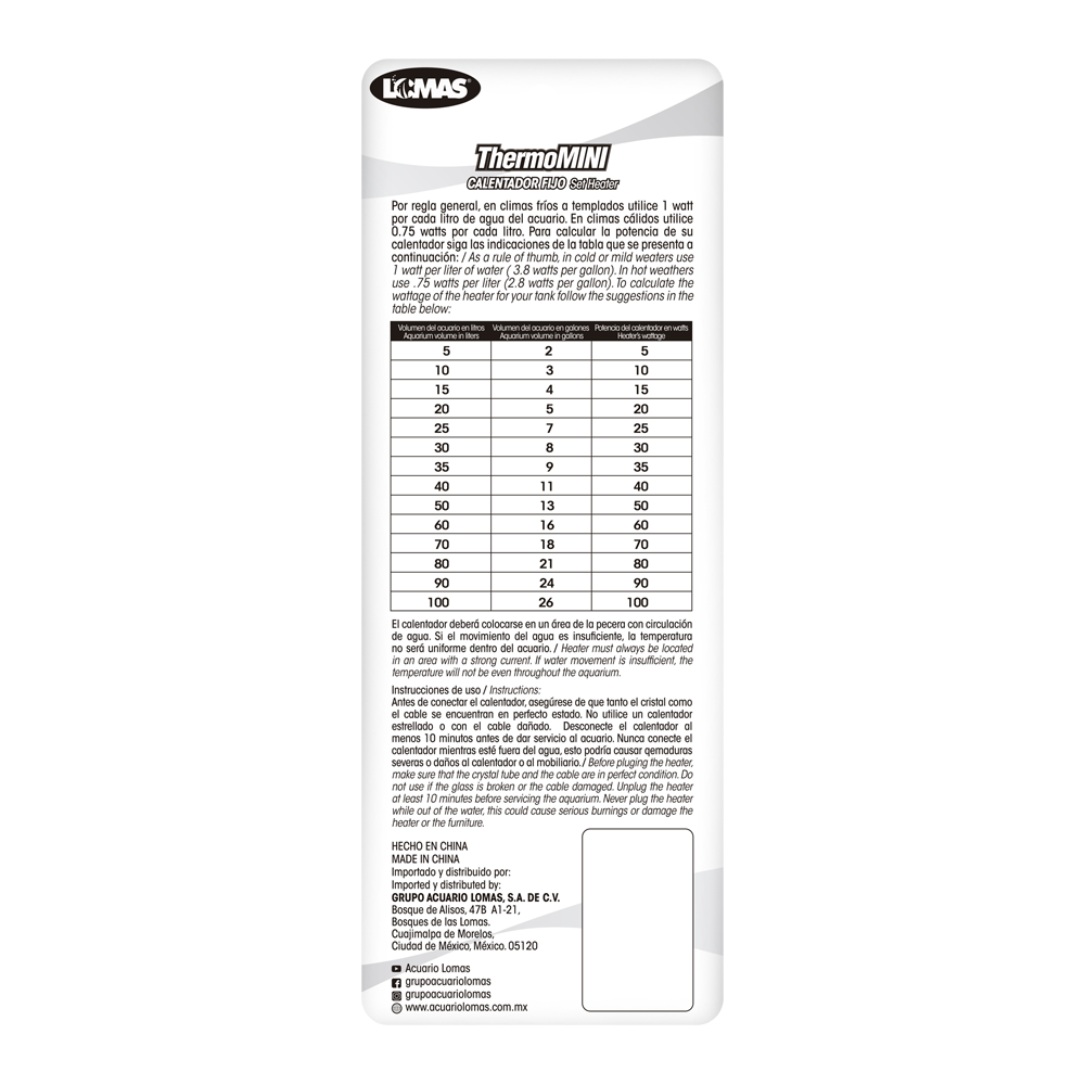 Haqos Calentador Fijo Thermomini para Peces