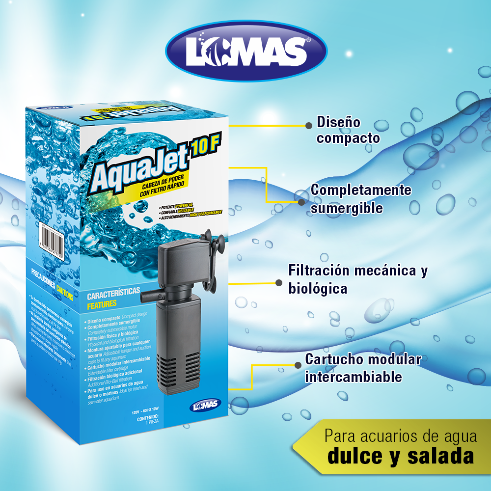 Haqos Cabeza de Poder con Filtro Rapido Aquajet para Peces