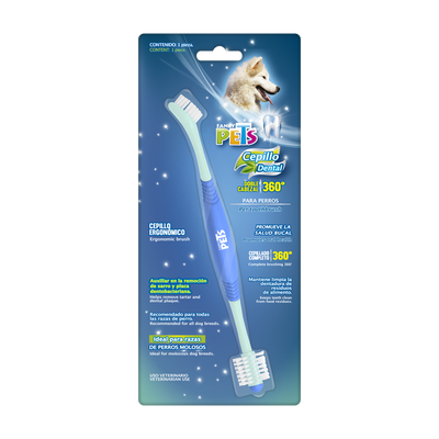 Kudi Cepillo Dental de Doble Cabezal 360 para Perro