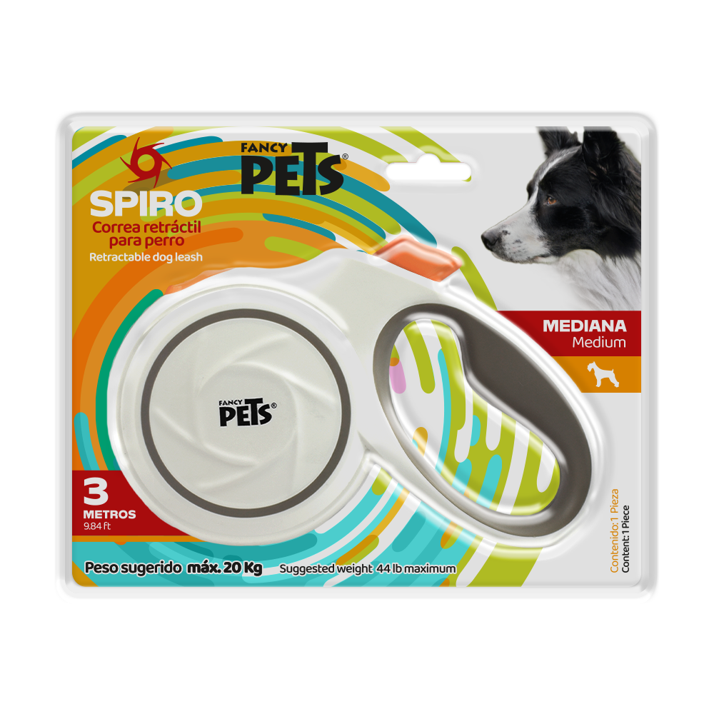 Kudi Correa Retractil Spiro Blanca para Perro