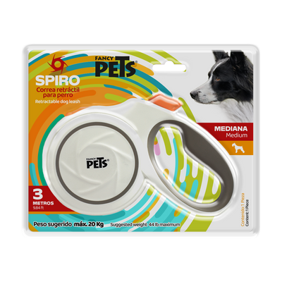 Kudi Correa Retractil Spiro Blanca para Perro