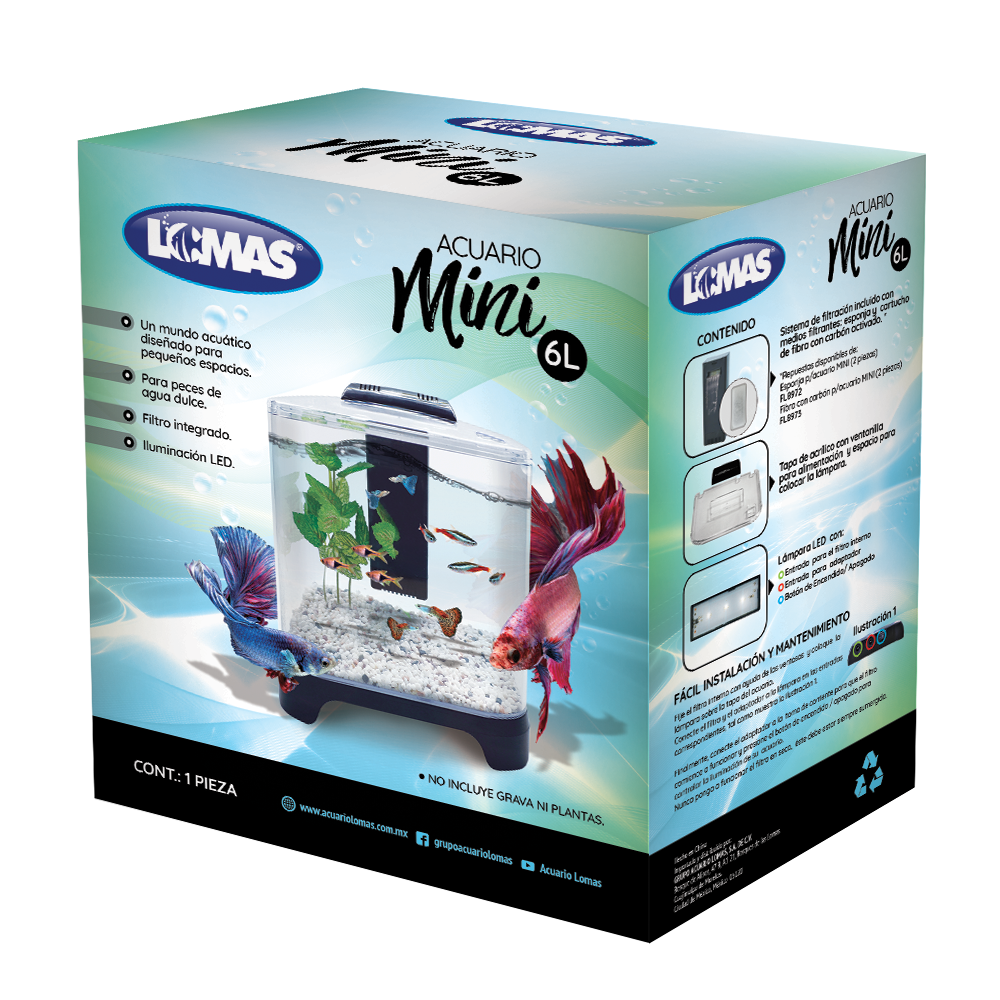 Jinjiang Acuario Mini 6 L para Peces