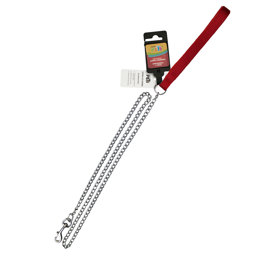 Sanlian Correa Roja con Cadena Metalica para Perro