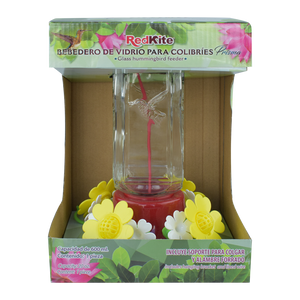Huazhijie Bebedero de Vidrio Prisma para Colibri 600 ml