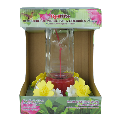 Huazhijie Bebedero de Vidrio Prisma para Colibri 600 ml