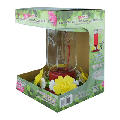 Huazhijie Bebedero de Vidrio Prisma para Colibri 600 ml