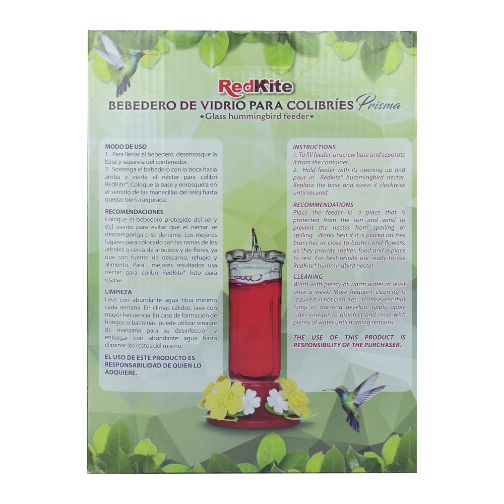 Huazhijie Bebedero de Vidrio Prisma para Colibri 600 ml