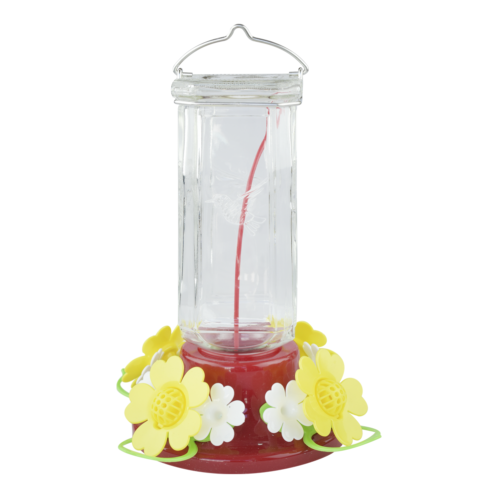 Huazhijie Bebedero de Vidrio Prisma para Colibri 600 ml