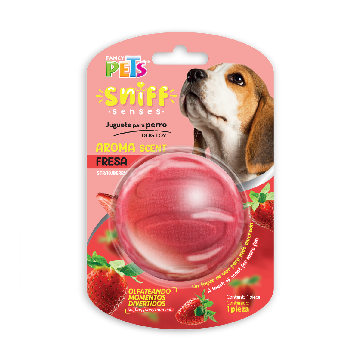 Petsound Juguete Pelota con Aroma Fresa Sniff para Perro