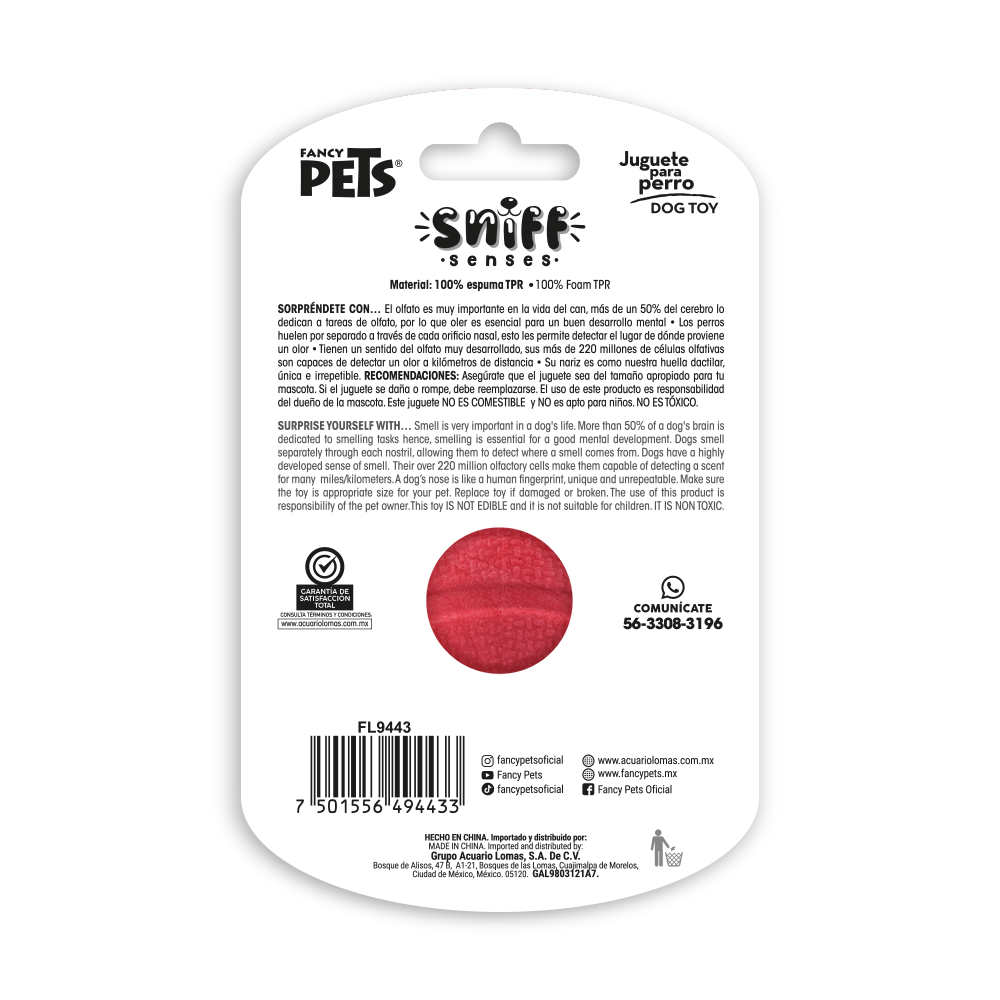 Petsound Juguete Pelota con Aroma Fresa Sniff para Perro