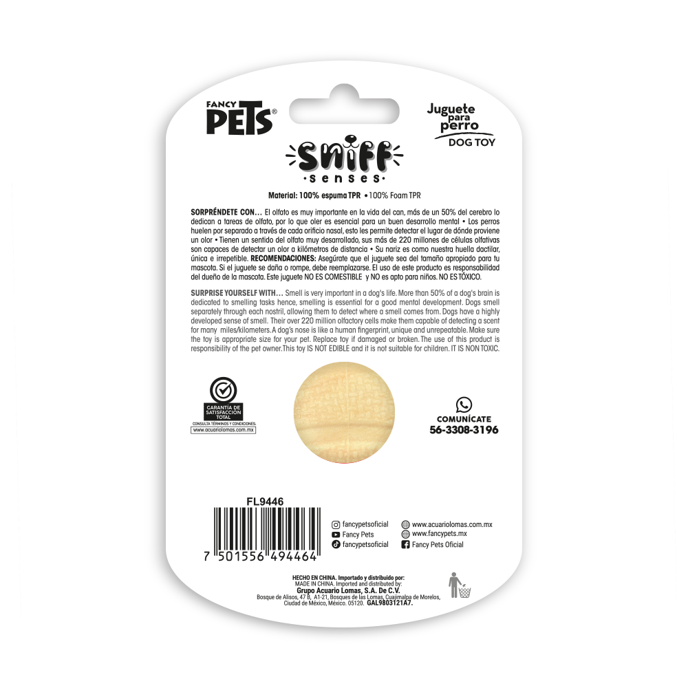Petsound Juguete Pelota con Aroma Vainilla Sniff para Perro