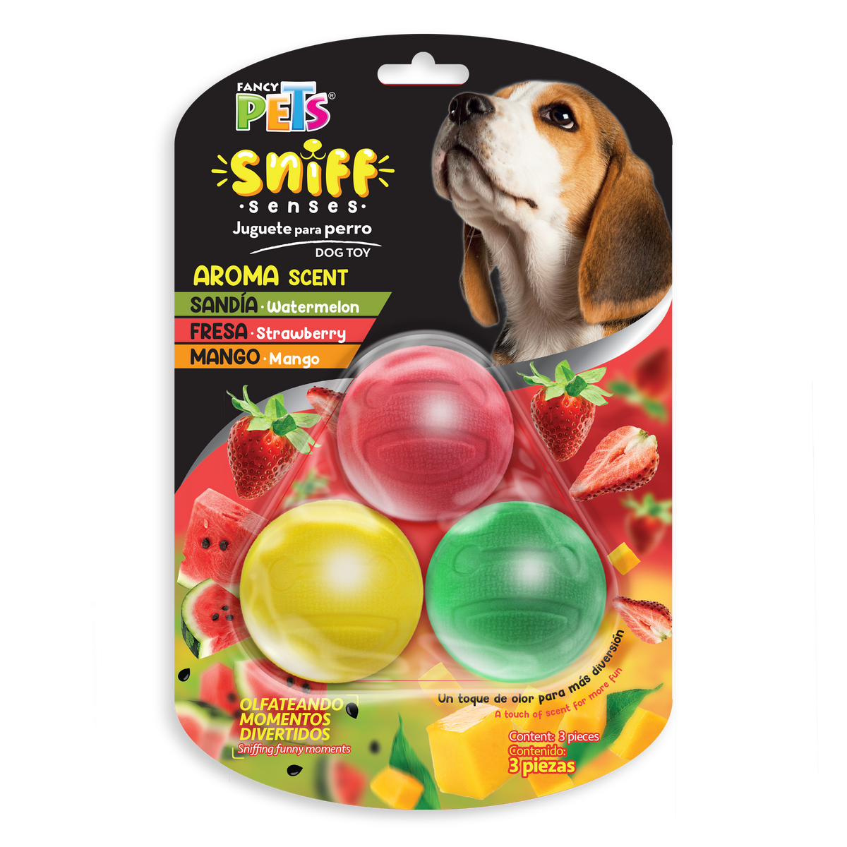 Petsound Juguete Set de Pelotas con Aroma Sniff 3 Piezas para Perro