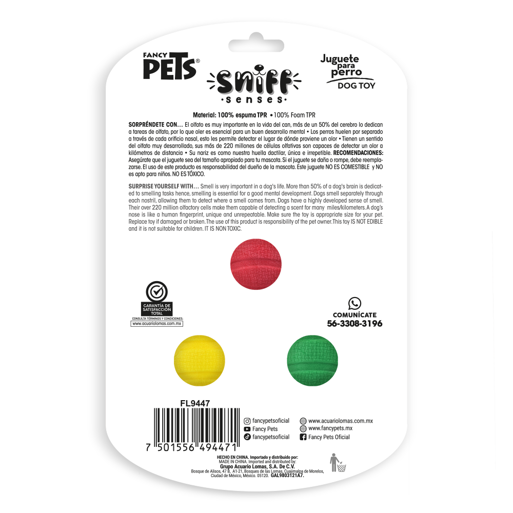 Petsound Juguete Set de Pelotas con Aroma Sniff 3 Piezas para Perro