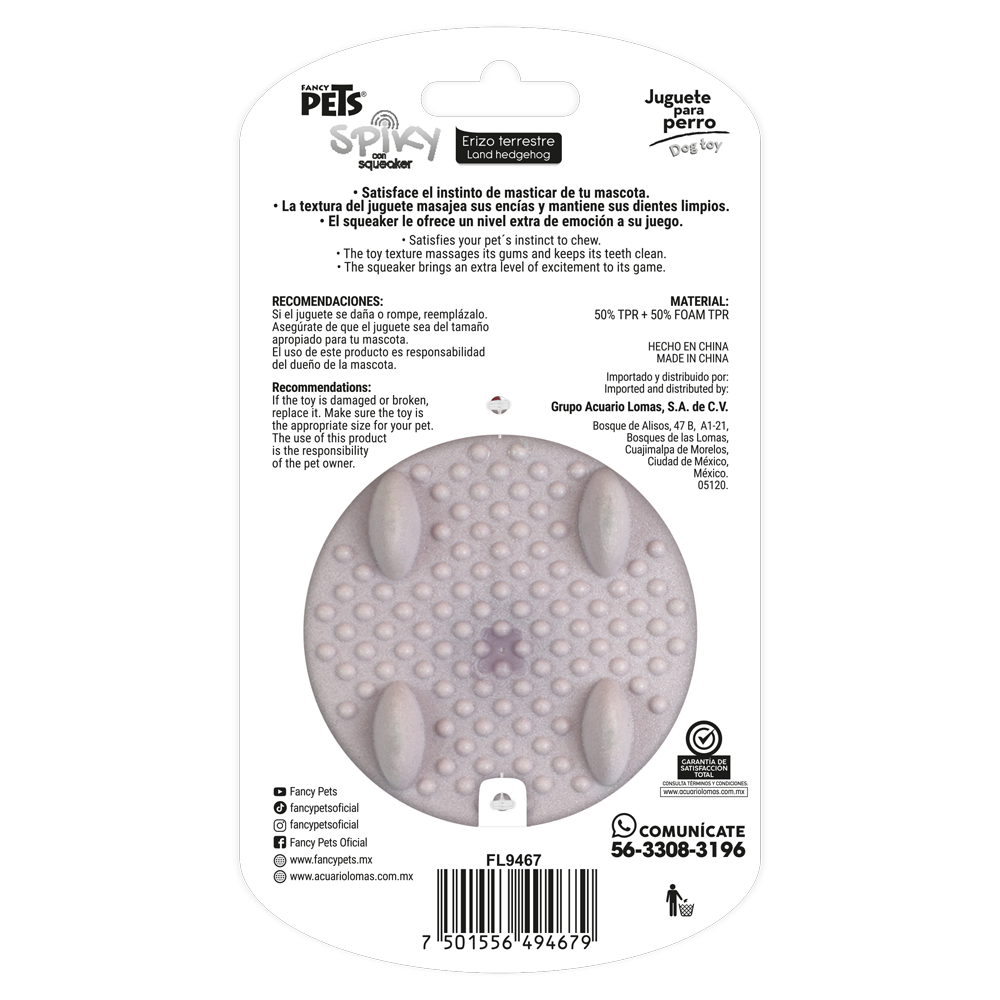 Petsound Juguete Erizo Terrestre Spiky para Perro