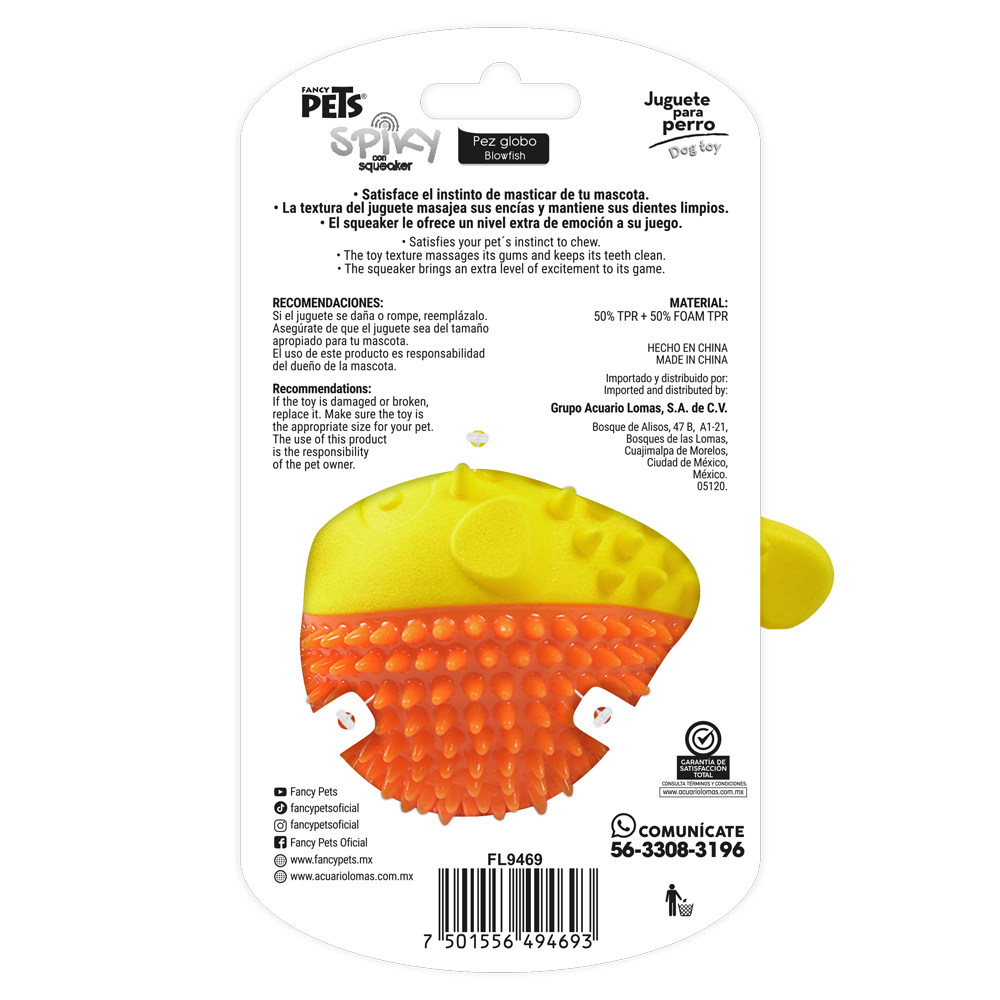 Petsound Juguete Pez Globo Spiky para Perro
