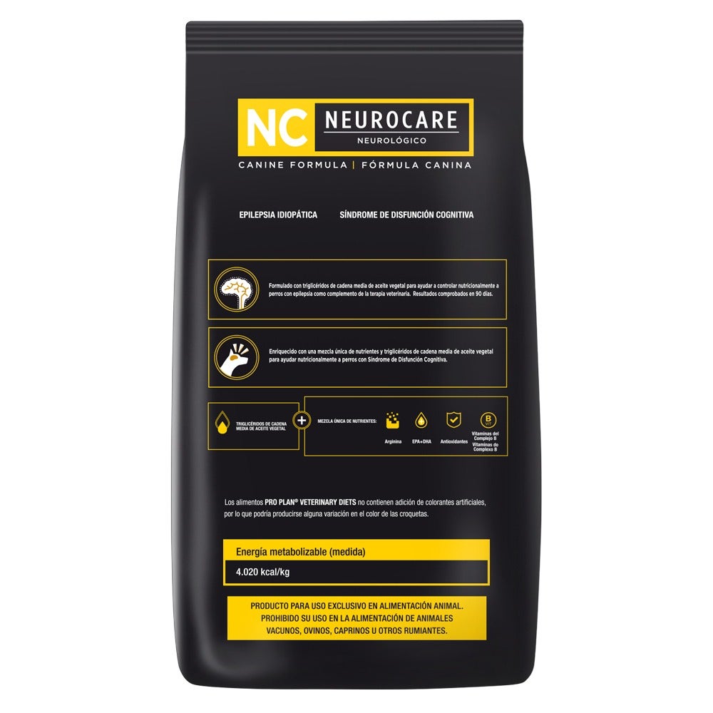 Pro Plan Veterinary Diets NeuroCare Canine - panel trasero con beneficios nutricionales