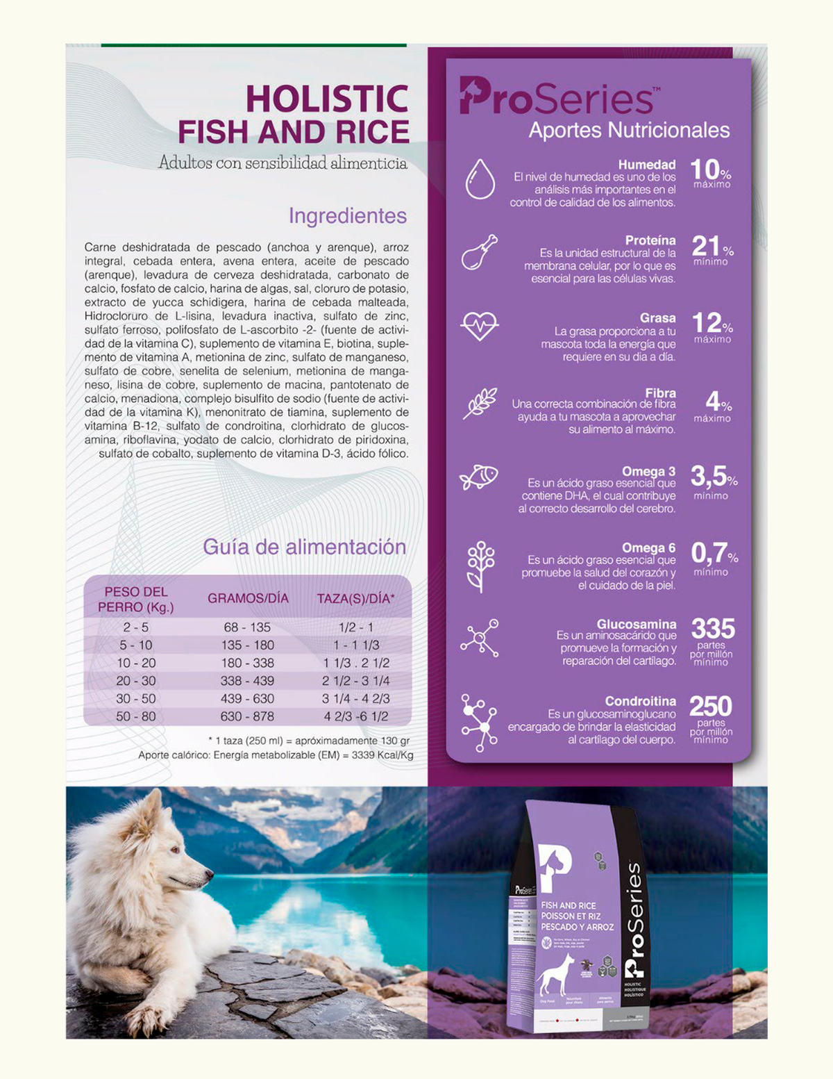 ProSeries Holistic – ficha técnica oficial: ingredientes, guía de alimentación y aportes nutricionales