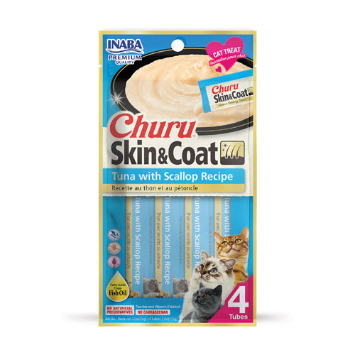 Churu Skin & Coat Atun con Vieira para Gato 4 Tubos