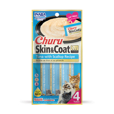 Churu Skin & Coat Atun con Vieira para Gato 4 Tubos
