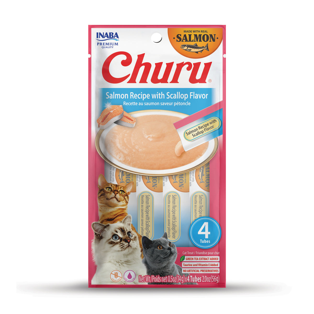 Churu Salmon Sabor Vieira para Gato 4 Tubos