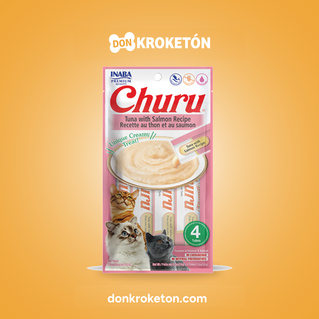Churu Atun con Salmon para Gato 4 Tubos Don Kroketon