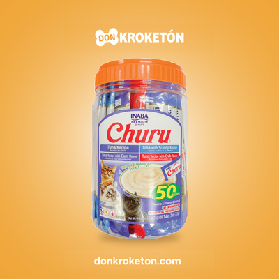 Churu Tarro Variedades Atun y Mariscos para Gato 50 Tubos Don Kroketon